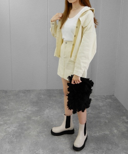 minia（ミニア）の「ラギットソールチェルシーブーツ/トラックソールサイドゴアミドルブーツ　◆（ブーツ・レディース・ブラック/アイボリー/ブラウン・23.5cm/24.5cm/23.0cm/24.0cm/25.0cm/L/LL/M/S）」の7枚目の写真