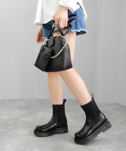 minia（ミニア）の「ラギットソールチェルシーブーツ/トラックソールサイドゴアミドルブーツ　◆（ブーツ・レディース・ブラック/アイボリー/ブラウン・23.5cm/24.5cm/23.0cm/24.0cm/25.0cm/L/LL/M/S）」の17枚目の写真