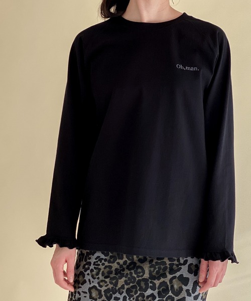 ottilie（オティーリエ）の「袖口フリルカットソープルオーバー（Tシャツ/カットソー・レディース・オフホワイト/ベージュ/ブラック・FREE）」の10枚目の写真