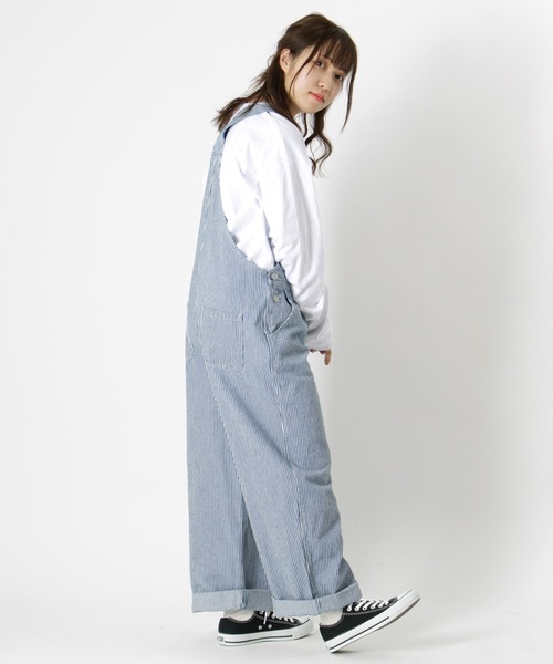 make a ray!（メイク ア レイ！）の「ワイドシルエット オーバーオール ヒッコリー ストライプ サロペット/オールインワン（サロペット/オーバーオール・レディース・ブルー系その他/オフホワイト/ホワイト系その他・M/L）」の22枚目の写真