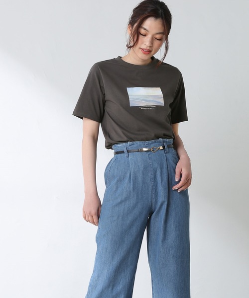 Honeys（ハニーズ）の「半袖フォトＴシャツ（Tシャツ/カットソー・レディース・スミクロ/ミント/ラベンダー/ホワイト/ベージュ・LL/S/M/L）」の2枚目の写真