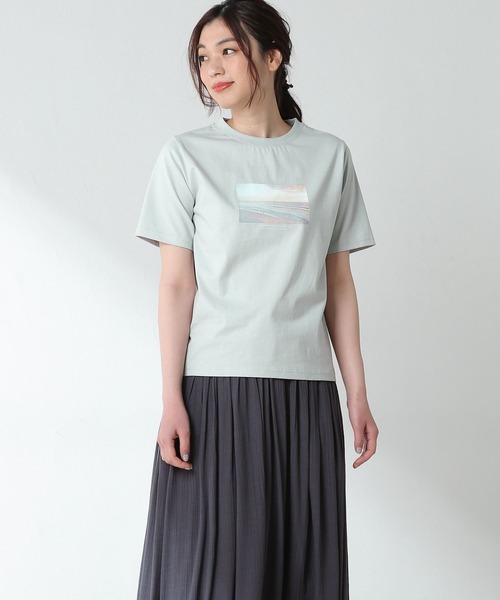 Honeys（ハニーズ）の「半袖フォトＴシャツ（Tシャツ/カットソー・レディース・スミクロ/ミント/ラベンダー/ホワイト/ベージュ・LL/S/M/L）」の4枚目の写真