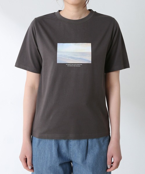 Honeys（ハニーズ）の「半袖フォトＴシャツ（Tシャツ/カットソー・レディース・スミクロ/ミント/ラベンダー/ホワイト/ベージュ・LL/S/M/L）」の22枚目の写真