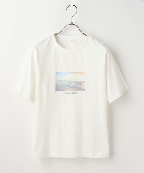 Honeys（ハニーズ）の「半袖フォトＴシャツ（Tシャツ/カットソー・レディース・スミクロ/ミント/ラベンダー/ホワイト/ベージュ・LL/S/M/L）」の16枚目の写真