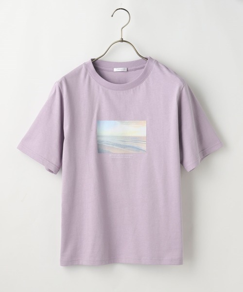 Honeys（ハニーズ）の「半袖フォトＴシャツ（Tシャツ/カットソー・レディース・スミクロ/ミント/ラベンダー/ホワイト/ベージュ・LL/S/M/L）」の9枚目の写真