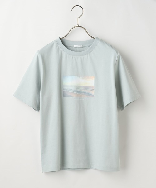 Honeys（ハニーズ）の「半袖フォトＴシャツ（Tシャツ/カットソー・レディース・スミクロ/ミント/ラベンダー/ホワイト/ベージュ・LL/S/M/L）」の14枚目の写真