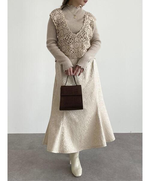 SLURR(スラ―)の「【一部再入荷】カギ針バックリボンビスチェ(ベスト・レディース・ベージュ/その他8/ブラック・FREE)」の11枚目の写真