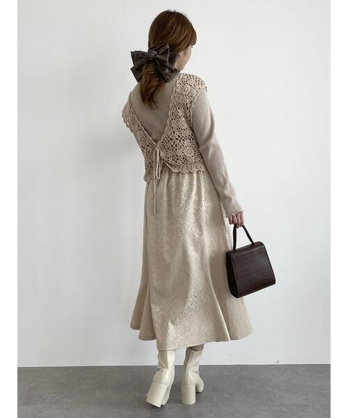 SLURR(スラ―)の「【一部再入荷】カギ針バックリボンビスチェ(ベスト・レディース・ベージュ/その他8/ブラック・FREE)」の12枚目の写真