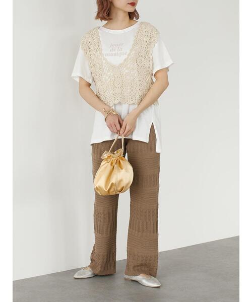 SLURR(スラ―)の「【一部再入荷】カギ針バックリボンビスチェ(ベスト・レディース・ベージュ/その他8/ブラック・FREE)」の20枚目の写真