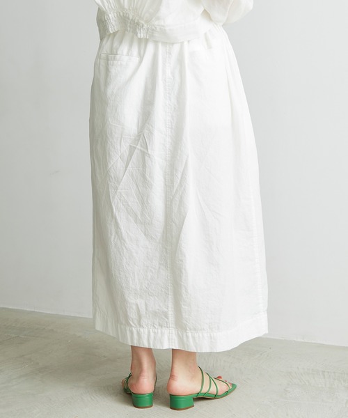 note et silence （ノートエシロンス）の「●FINX100/2ブロード　デカタックスカート（スカート・レディース・ホワイト/ネイビー/ストライプ・FREE）」の5枚目の写真