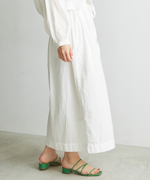 note et silence （ノートエシロンス）の「●FINX100/2ブロード　デカタックスカート（スカート・レディース・ホワイト/ネイビー/ストライプ・FREE）」の6枚目の写真