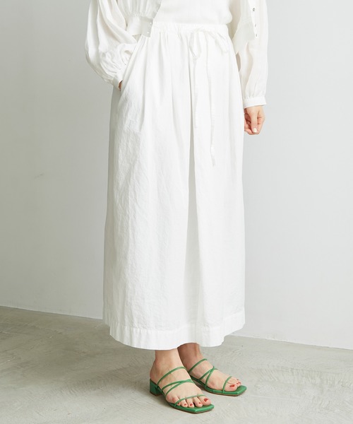 note et silence （ノートエシロンス）の「●FINX100/2ブロード　デカタックスカート（スカート・レディース・ホワイト/ネイビー/ストライプ・FREE）」の7枚目の写真