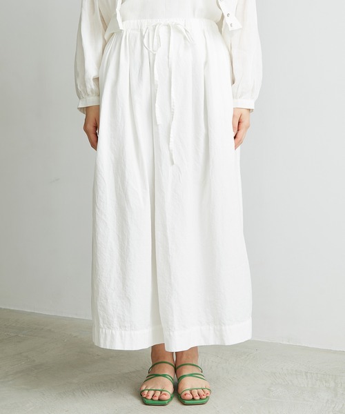 note et silence （ノートエシロンス）の「●FINX100/2ブロード　デカタックスカート（スカート・レディース・ホワイト/ネイビー/ストライプ・FREE）」の19枚目の写真