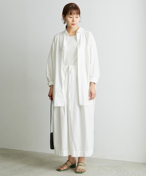 note et silence （ノートエシロンス）の「●FINX100/2ブロード　デカタックスカート（スカート・レディース・ホワイト/ネイビー/ストライプ・FREE）」の8枚目の写真