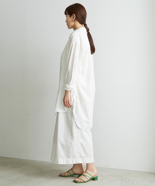 note et silence （ノートエシロンス）の「●FINX100/2ブロード　デカタックスカート（スカート・レディース・ホワイト/ネイビー/ストライプ・FREE）」の9枚目の写真