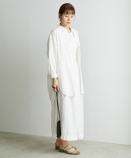 note et silence （ノートエシロンス）の「●FINX100/2ブロード　デカタックスカート（スカート・レディース・ホワイト/ネイビー/ストライプ・FREE）」の11枚目の写真