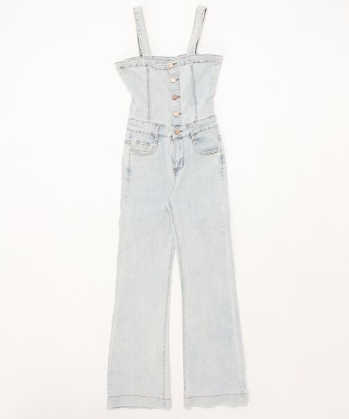 SpRay（スプレイ）の「ストレッチＤＥＮＩＭフレアサロペット（サロペット/オーバーオール・レディース・ライトブルー/ブルー・FREE）」の10枚目の写真