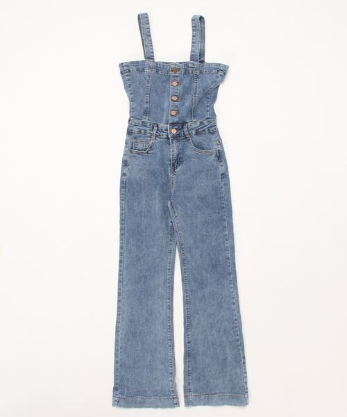 SpRay（スプレイ）の「ストレッチＤＥＮＩＭフレアサロペット（サロペット/オーバーオール・レディース・ライトブルー/ブルー・FREE）」の8枚目の写真