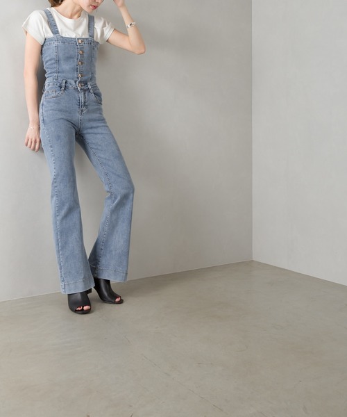 SpRay（スプレイ）の「ストレッチＤＥＮＩＭフレアサロペット（サロペット/オーバーオール・レディース・ライトブルー/ブルー・FREE）」の9枚目の写真