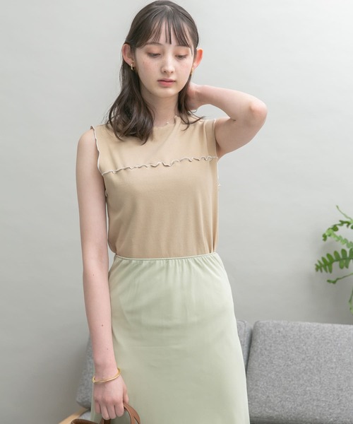 UR Lab.（アーバンリサーチラボ）の「配色メロートップス（Tシャツ/カットソー・レディース・ブラック/モカ/ベージュ・FREE）」の14枚目の写真