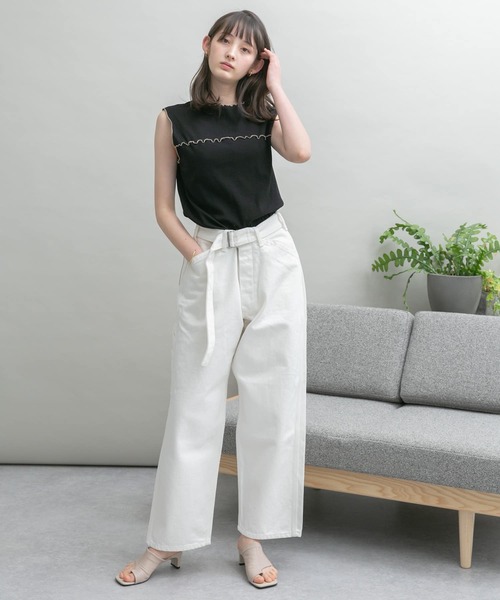 UR Lab.（アーバンリサーチラボ）の「配色メロートップス（Tシャツ/カットソー・レディース・ブラック/モカ/ベージュ・FREE）」の8枚目の写真