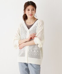 SHOO・LA・RUE | 透かし柄Vネックニットカーディガン(カーディガン/ボレロ)