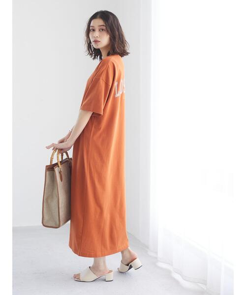 Green　Parks（グリーンパークス）の「バックプリントTシャツワンピース＊（ワンピース・レディース・チャコールグレー/カーキ/オレンジ・FREE）」の8枚目の写真