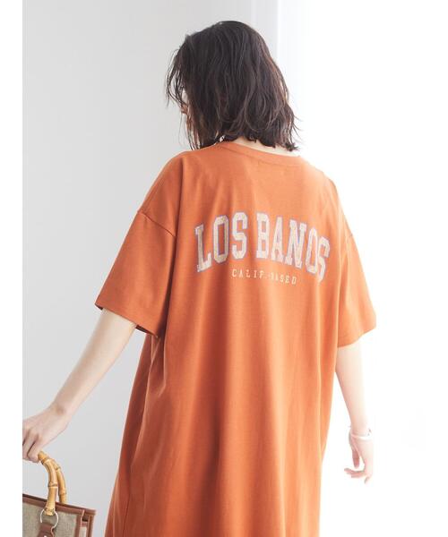 Green　Parks（グリーンパークス）の「バックプリントTシャツワンピース＊（ワンピース・レディース・チャコールグレー/カーキ/オレンジ・FREE）」の11枚目の写真