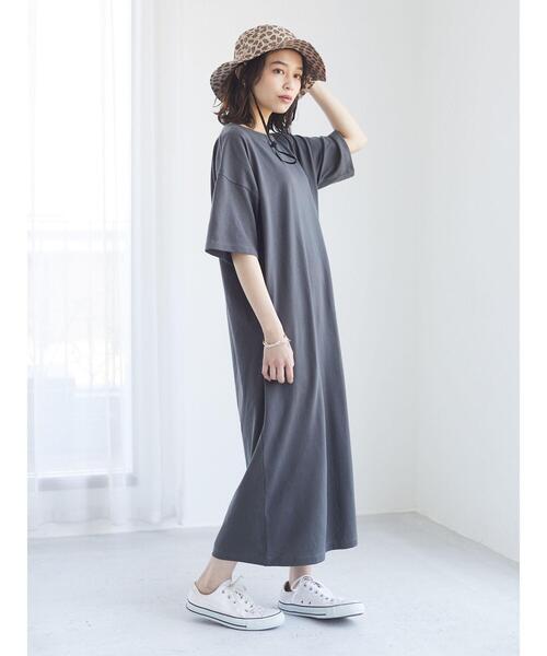 Green　Parks（グリーンパークス）の「バックプリントTシャツワンピース＊（ワンピース・レディース・チャコールグレー/カーキ/オレンジ・FREE）」の13枚目の写真