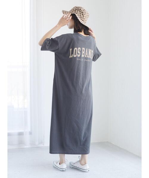 Green　Parks（グリーンパークス）の「バックプリントTシャツワンピース＊（ワンピース・レディース・チャコールグレー/カーキ/オレンジ・FREE）」の14枚目の写真