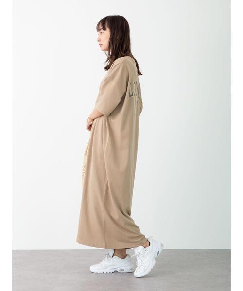 Green　Parks（グリーンパークス）の「バックプリントTシャツワンピース＊（ワンピース・レディース・チャコールグレー/カーキ/オレンジ・FREE）」の17枚目の写真