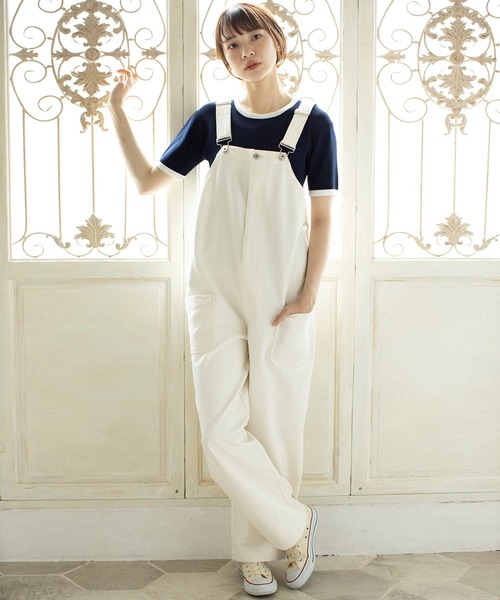 mikke（ミッケ）の「配色半袖ニットプルオーバー（Tシャツ/カットソー・レディース・ネイビー/オフホワイト/オレンジ・FREE）」の14枚目の写真