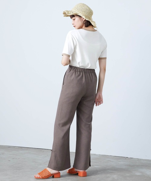 mikke（ミッケ）の「配色半袖ニットプルオーバー（Tシャツ/カットソー・レディース・ネイビー/オフホワイト/オレンジ・FREE）」の20枚目の写真