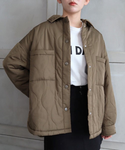 moment+（モーメントプラス）の「キルティングCPOブルゾン(裏地付き)（カバーオール・レディース・ブラック/アイボリー/カーキブラウン・M/L）」の3枚目の写真