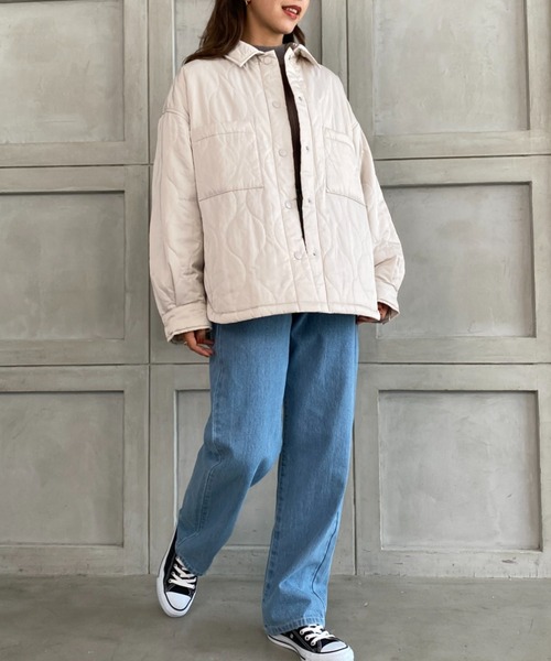 moment+（モーメントプラス）の「キルティングCPOブルゾン(裏地付き)（カバーオール・レディース・ブラック/アイボリー/カーキブラウン・M/L）」の8枚目の写真