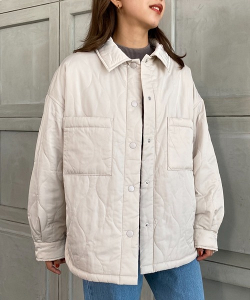 moment+（モーメントプラス）の「キルティングCPOブルゾン(裏地付き)（カバーオール・レディース・ブラック/アイボリー/カーキブラウン・M/L）」の4枚目の写真