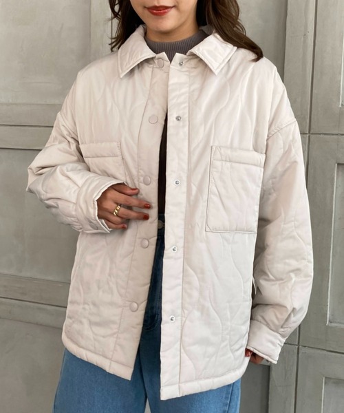 moment+（モーメントプラス）の「キルティングCPOブルゾン(裏地付き)（カバーオール・レディース・ブラック/アイボリー/カーキブラウン・M/L）」の6枚目の写真