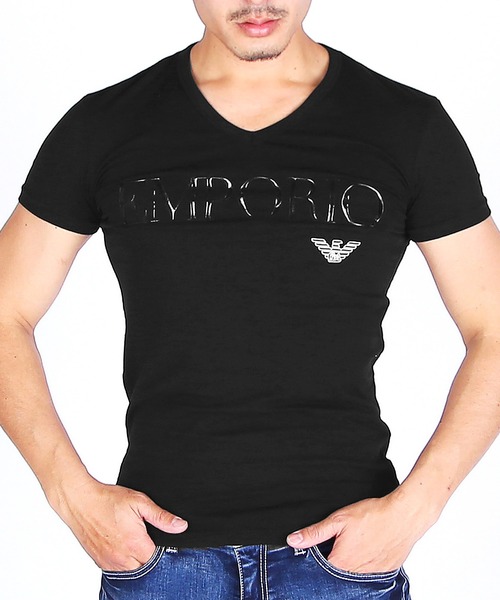 EMPORIO ARMANI(エンポリオアルマーニ)の「EMPORIO ARMANI エンポリオ アルマーニ / EAGLE STRETCH COTTON メンズ Vネック 半袖 Tシャツ(Tシャツ/カットソー・メンズ・ホワイト/ブラック・SMALL/MEDIUM/LARGE/X-LARGE)」の1枚目の写真