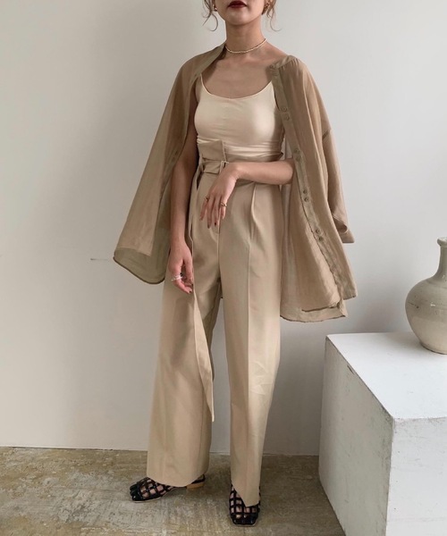Amiur エミレ　シアー シャツ　luster no collar shirt Amiur（エミレ）の「luster no collar shirt（シャツ/ブラウス
