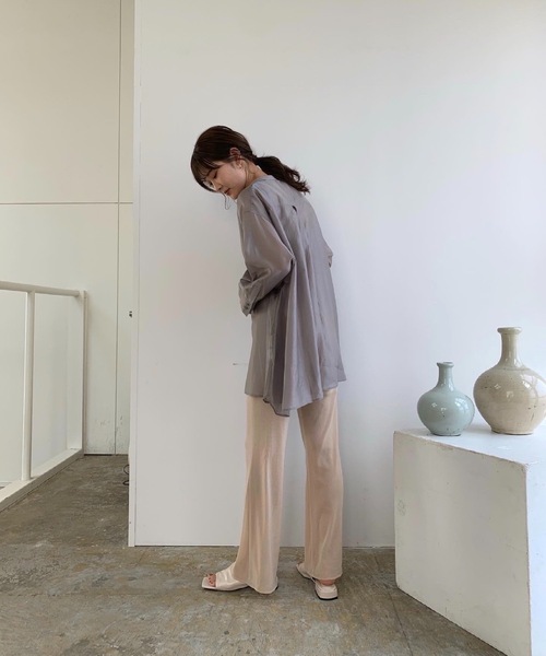 Amiur エミレ　シアー シャツ　luster no collar shirt Amiur（エミレ）の「luster no collar shirt（シャツ/ブラウス