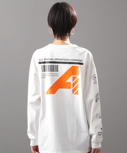 AVIREX（アヴィレックス）の「【AVIREX FLYER'S】ロングスリーブティーシャツ リーコン/ L/S T-SHIRT RECON（Tシャツ/カットソー・レディース・ブラック/オフホワイト/オレンジ・FREE）」の12枚目の写真