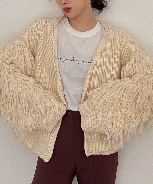 etade(エタード)の「【etade】loop fringe knit cardigan etdwz21a001(ニット/セーター・レディース・アイボリー・FREE)」の2枚目の写真