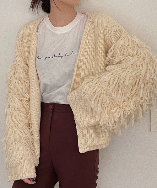 etade(エタード)の「【etade】loop fringe knit cardigan etdwz21a001(ニット/セーター・レディース・アイボリー・FREE)」の3枚目の写真