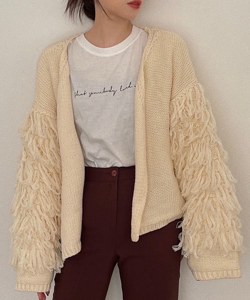 etade(エタード)の「【etade】loop fringe knit cardigan etdwz21a001(ニット/セーター・レディース・アイボリー・FREE)」の5枚目の写真