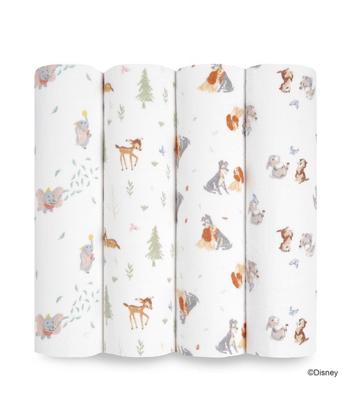 aden + anais essentials（エイデンアンドアネイエッセンシャルズ）の「スワドル 4枚入り｜ディズニーベビーコレクション（おくるみ・キッズ・ライトピンク/ホワイト×ライトグレー/インディゴブルー/ホワイト×ブラウン/ホワイト×グリーン/ベビーピンク・FREE）」の5枚目の写真