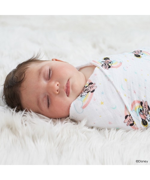 aden + anais essentials（エイデンアンドアネイエッセンシャルズ）の「スワドル 4枚入り｜ディズニーベビーコレクション（おくるみ・キッズ・ライトピンク/ホワイト×ライトグレー/インディゴブルー/ホワイト×ブラウン/ホワイト×グリーン/ベビーピンク・FREE）」の13枚目の写真