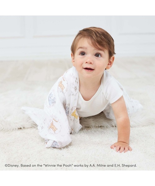 aden + anais essentials（エイデンアンドアネイエッセンシャルズ）の「スワドル 4枚入り｜ディズニーベビーコレクション（おくるみ・キッズ・ライトピンク/ホワイト×ライトグレー/インディゴブルー/ホワイト×ブラウン/ホワイト×グリーン/ベビーピンク・FREE）」の17枚目の写真