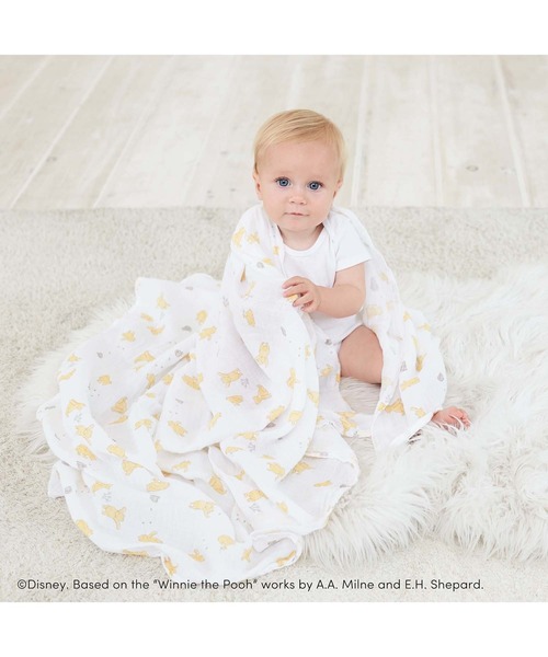 aden + anais essentials（エイデンアンドアネイエッセンシャルズ）の「スワドル 4枚入り｜ディズニーベビーコレクション（おくるみ・キッズ・ライトピンク/ホワイト×ライトグレー/インディゴブルー/ホワイト×ブラウン/ホワイト×グリーン/ベビーピンク・FREE）」の19枚目の写真