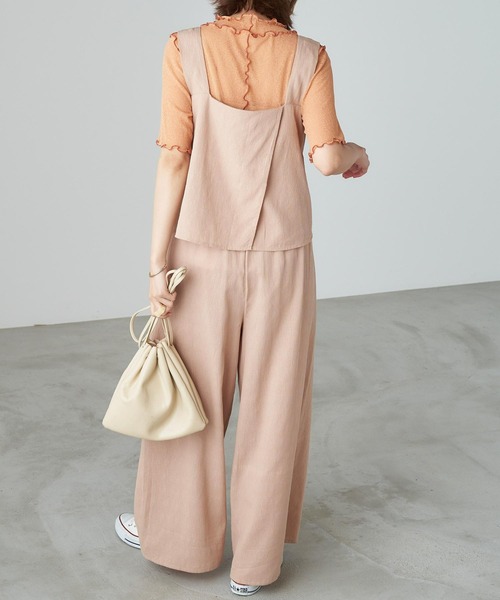 Chaco closet（チャコ クローゼット）の「スクエアネックトップス×リラックスワイドパンツ セットアップ（セットアップ・レディース・ネイビー/ライトピンク/イエロー系その他/ブラック/ベージュ・FREE）」の3枚目の写真