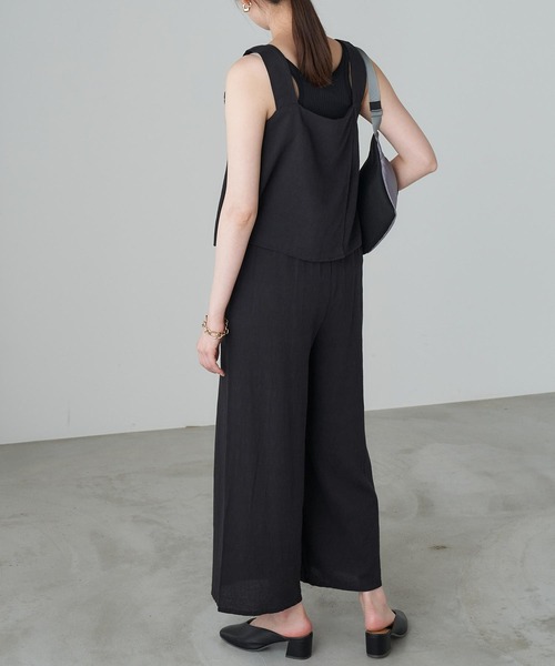 Chaco closet（チャコ クローゼット）の「スクエアネックトップス×リラックスワイドパンツ セットアップ（セットアップ・レディース・ネイビー/ライトピンク/イエロー系その他/ブラック/ベージュ・FREE）」の8枚目の写真